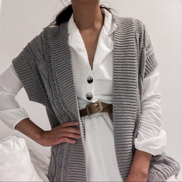 Grey Sweater Cardigan Vest - Picture 2 of 7